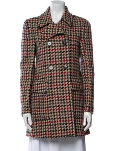 Pre-owned Stella Mccartney Wool Houndstooth Print Coat In Neutral