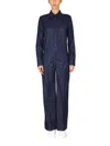 Stella Mccartney Wool Jumpsuit With Front Button And Zipper Closure In Blue
