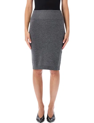 Stella Mccartney Wool Knit Midi Pencil Skirt In Grigio