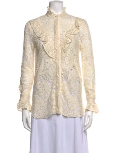 Pre-owned Stella Mccartney Wool Lace Pattern Blouse In White