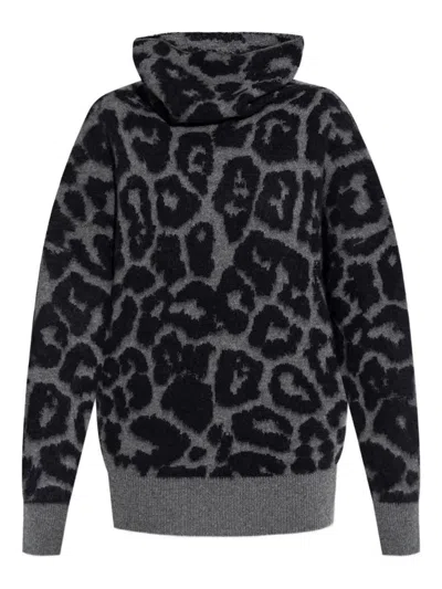 Stella Mccartney Wool Leopard Print Jumper In Black