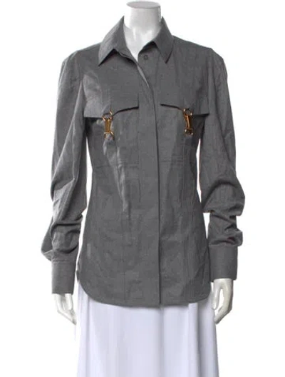 Pre-owned Stella Mccartney Wool Long Sleeve Button-up Top In Grey