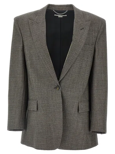 Stella Mccartney Wool Micro Houndstooth Blazer In Gray