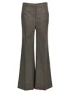 Stella Mccartney Wool Micro Houndstooth Flared Trousers In Brown
