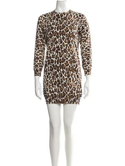 Pre-owned Stella Mccartney Wool Mini Dress In Neutrals