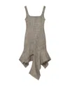 Stella Mccartney Wool Mouline Asymmetric Dress In Gray