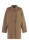 Stella Mccartney Felted Wool Oversize Utility Shirt Jacket In Beige