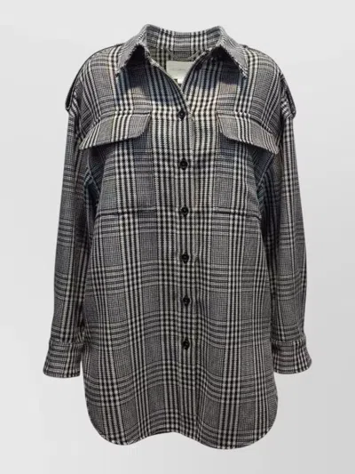 Stella Mccartney Wool Overshirt Longline Plaid Design In Black