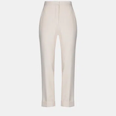Pre-owned Stella Mccartney Wool Trousers 44 In White