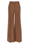 Stella Mccartney Wool Trousers With Wide Leg And Front Crease In Brown
