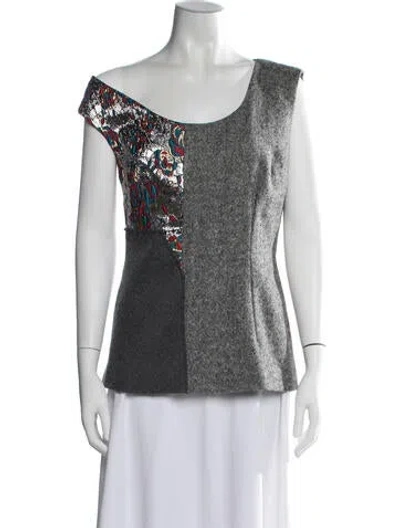 Pre-owned Stella Mccartney Wool Patterned Top In Gray