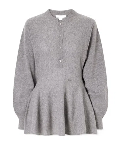 Stella Mccartney Wool Peplum Sweater In Gray