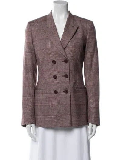 Pre-owned Stella Mccartney Wool Plaid Print Blazer In Burgundy
