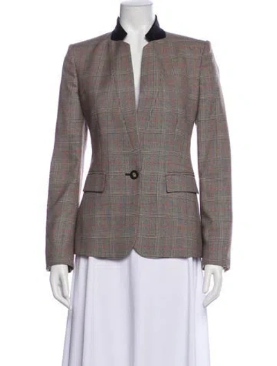 Pre-owned Stella Mccartney Wool Plaid Print Blazer In Gray