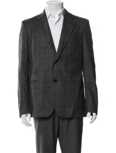 Pre-owned Stella Mccartney Wool Plaid Print Blazer In Gray