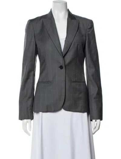 Pre-owned Stella Mccartney Wool Plaid Print Blazer In Grey
