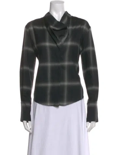 Pre-owned Stella Mccartney Wool Plaid Print Blouse In Green