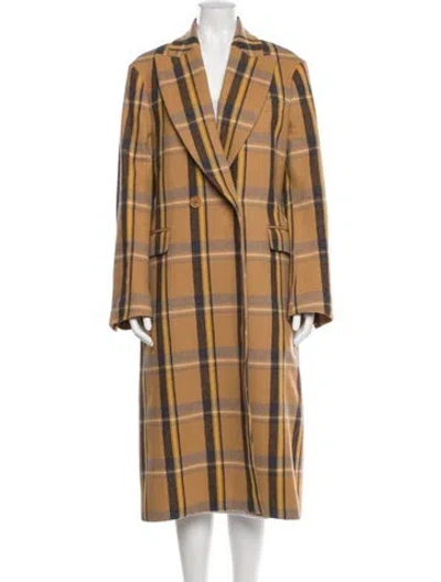 Pre-owned Stella Mccartney Wool Plaid Print Coat In Neutral