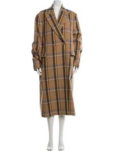 Pre-owned Stella Mccartney Wool Plaid Print Coat In Neutral