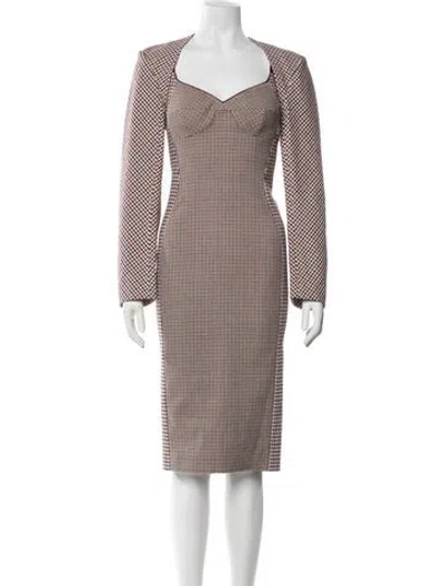 Pre-owned Stella Mccartney Wool Plaid Print Dress Set In Burgundy