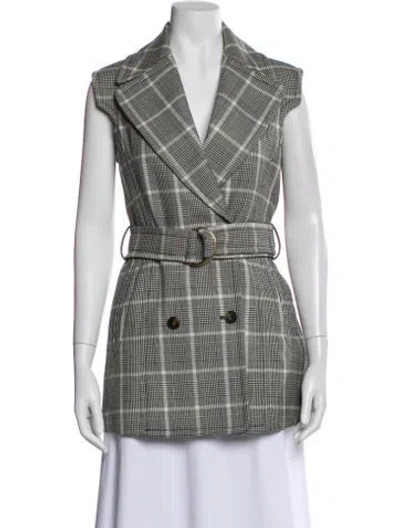 Pre-owned Stella Mccartney Wool Plaid Print Peacoat In Gray