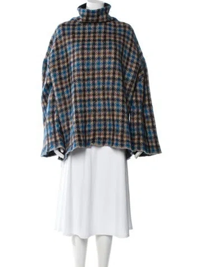 Pre-owned Stella Mccartney Wool Plaid Print Sweater In Blue
