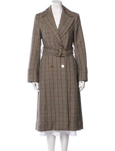 Pre-owned Stella Mccartney Wool Plaid Print Trench Coat