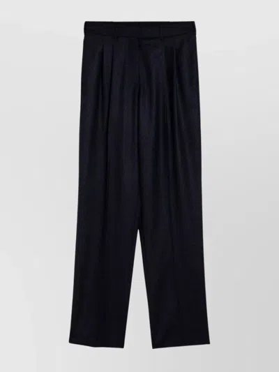 Stella Mccartney Wool Pleated Trousers Belt Loops In Black