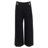 Stella Mccartney Wool Silver Button Wide Leg Pants In Black