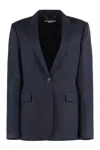 Stella Mccartney Tailored Grey Wool Flannel Blazer In Blue