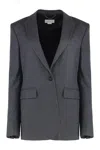 Stella Mccartney Single-breasted One-button Wool Jacket With Lapel Collar In Gray