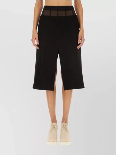 STELLA MCCARTNEY WOOL SKIRT WITH FRONT SLIT AND SHEER WAISTBAND