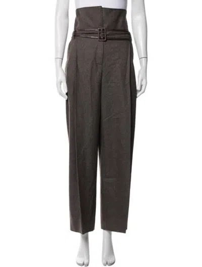 Pre-owned Stella Mccartney Wool Straight Leg Pants In Brown