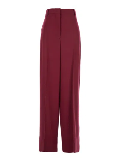 Stella Mccartney Wool Straight-leg Pants With Concealed Front Closure In Burgundy
