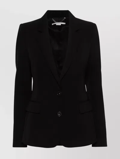 Stella Mccartney Wool Stretch Blazer Notched Lapels In Black