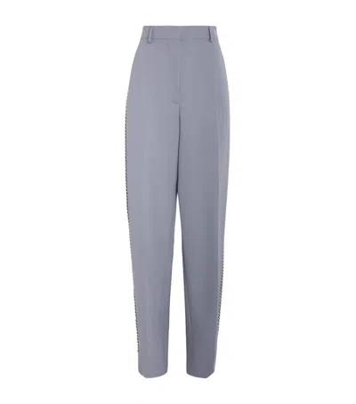 STELLA MCCARTNEY WOOL-STRETCH CHAIN-EMBELLISHED STRAIGHT TROUSERS