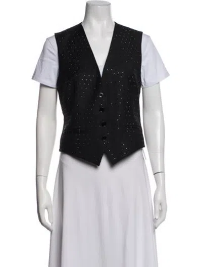 Pre-owned Stella Mccartney Wool Striped Vest In Black