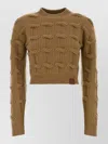 Stella Mccartney Wool Sweater Cropped Long Sleeves Crew Neck In Brown