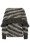 Stella Mccartney Boat-neck Fringed Tiger-pattern Jumper In Multicolore