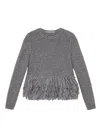 Stella Mccartney Feather Peplum Knitted Wool Sweater In Grey