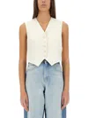 Stella Mccartney Wool Tailoring Short Vest In Beige