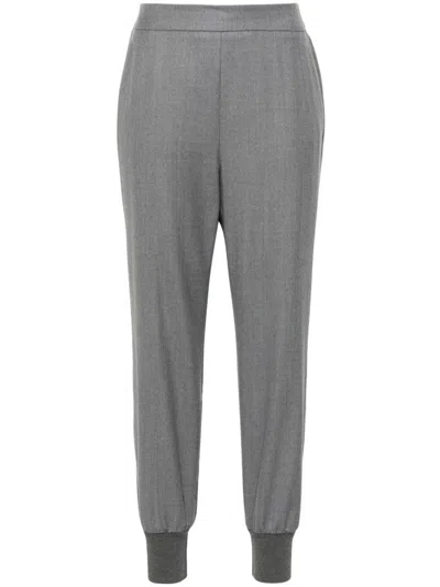 Stella Mccartney Wool Tapered Trousers In Gray