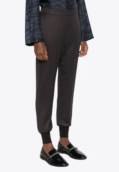 Stella Mccartney Wool Tapered-leg Pants In Brown