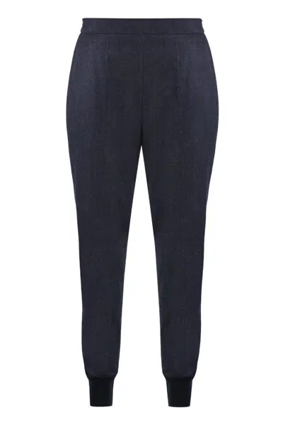Stella Mccartney Wool Track Pants In Blue