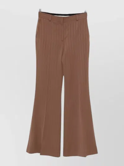 Stella Mccartney Wool Trousers Flared Leg Belt Loops In Brown