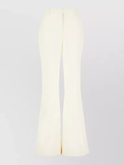 Stella Mccartney Wool Trousers Flared Leg Button Detail In White
