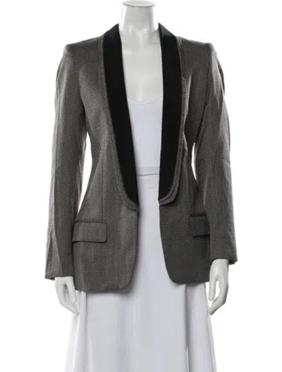 Pre-owned Stella Mccartney Wool Tweed Pattern Blazer In Black