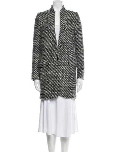 Pre-owned Stella Mccartney Wool Tweed Pattern Coat In Black