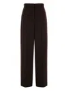 Stella Mccartney Dark Brown Pleated Straight-leg Trousers In Black