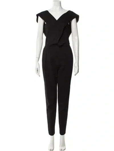Pre-owned Stella Mccartney Wool V-neck Jumpsuit In Black